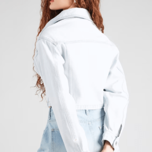 Women’s Trucker Denim Cropped Jacket In White