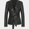 Droll Ladies Black Leather Blazer