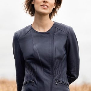 Buy Spirits Black Collarless Leather Biker Jacket