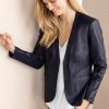 Rote Blue Leather Blazer Women​