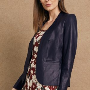 Shop Rote Blue Leather Blazer