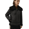 Custom Womens Black Bomber Leather Jacket